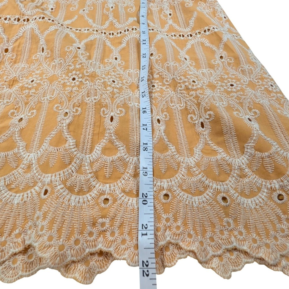 Skies Are Blue Yellow Eyelet Mini Skirt Scalloped Hem Peasant Lined Size 1X - Picture 6 of 9
